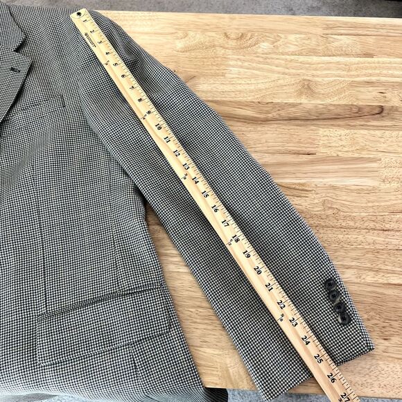 Oscar De La Renta Suit Jacket 100% Wool Mens 44L Blazer Houndstooth 2-Button - Picture 12 of 13